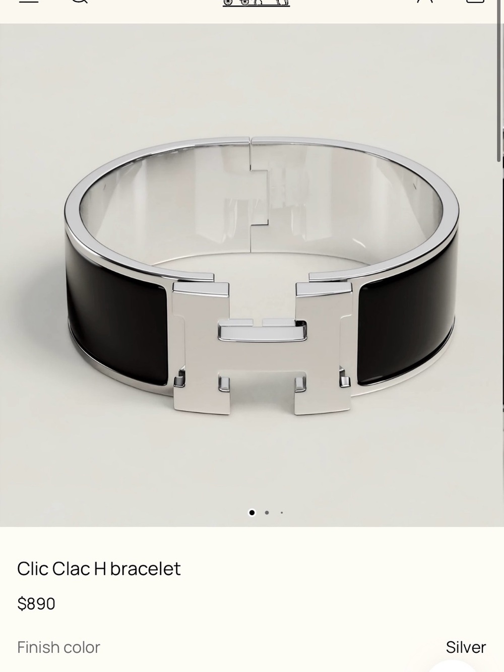 Black with silver Clic Clac H bracelet